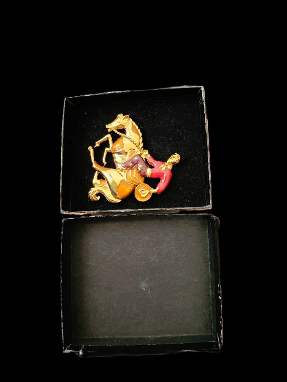 Vintage 80s Bob Mackie Rodeo Cowboy Bucking Bronco Brooch & Scarf Clip NOS - Picture 8 of 9